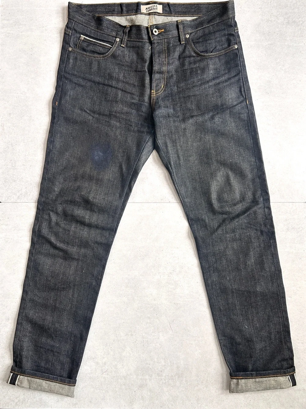 Naked & Famous Super Guy Left Hand Twill Selvedge Jeans Sz 38 Raw Denim
